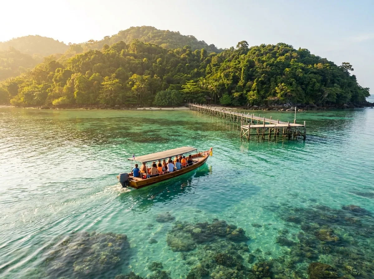 Ca nô đưa khách ra đảo lặn ngắm san hô, hoạt động chính buổi sáng ngày thứ hai ở Côn Đảo